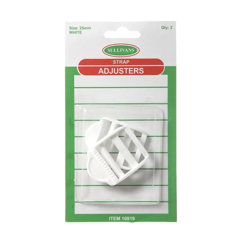 Strap Adjusters Size 25Mm, White- 2Pk 1