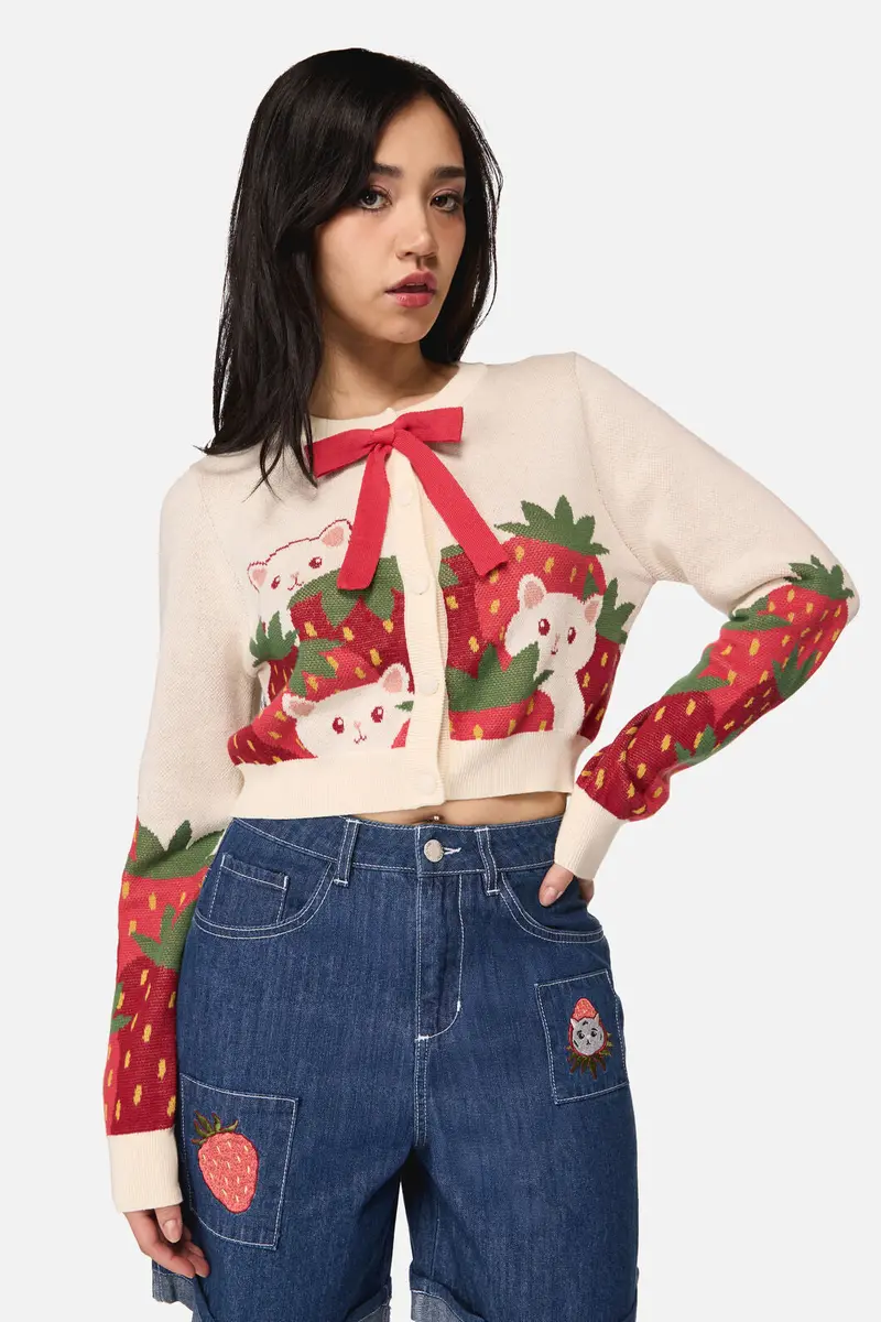 Strawberry Cat Cardigan 1