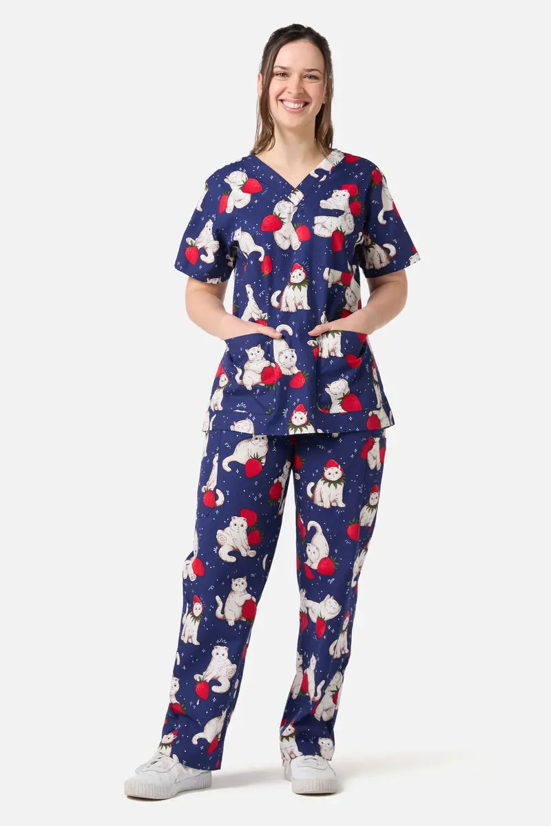 Strawberry Cats Scrub Set 1