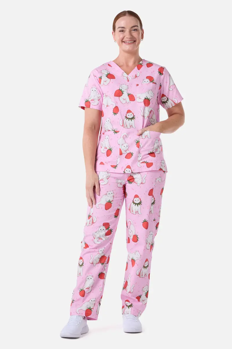 Strawberry Cats Scrub Set 1