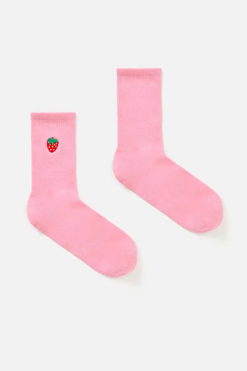 Strawberry Embroidered Sock 1