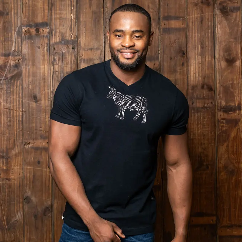 Studded Nguni V-Neck Tee Mamba 1