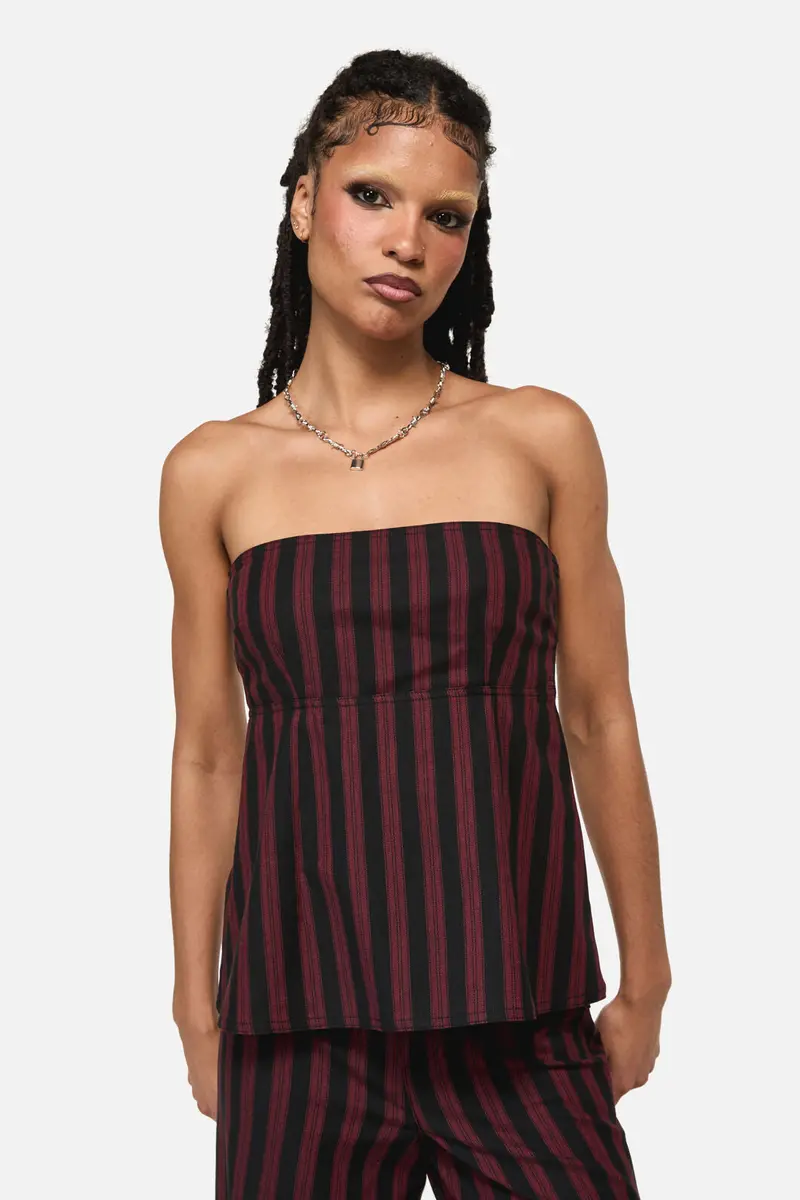 Sucker Pinstripe Strapless Top 1