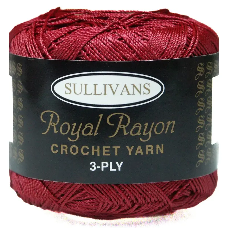 Sullivans 3Ply Crochet & Knitting Yarn, Claret - 100G Royal Rayon Yarn 1