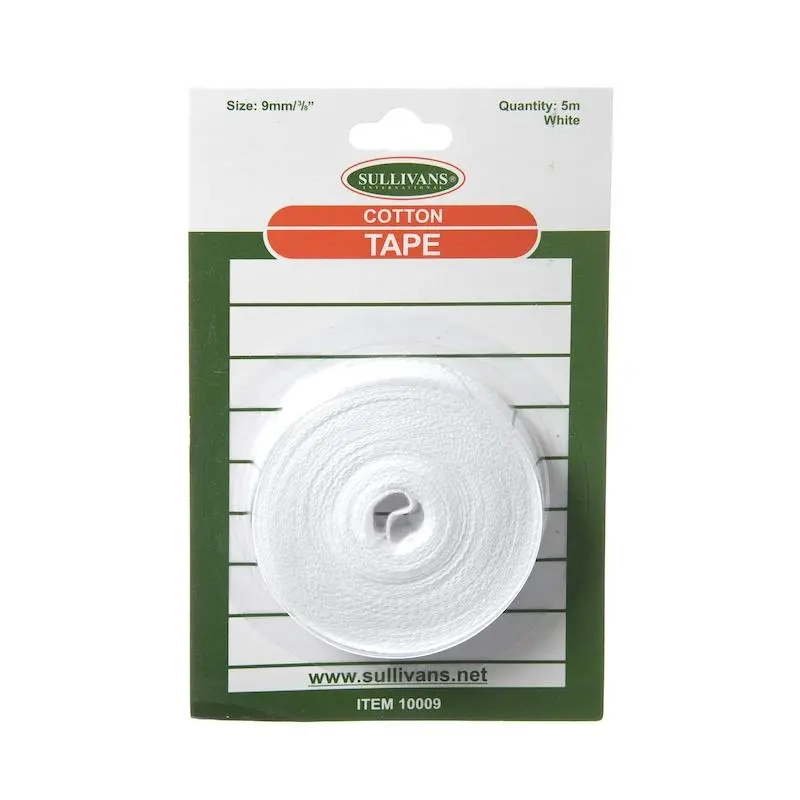Sullivans Cotton Tape, White- 9Mm X 5M 1