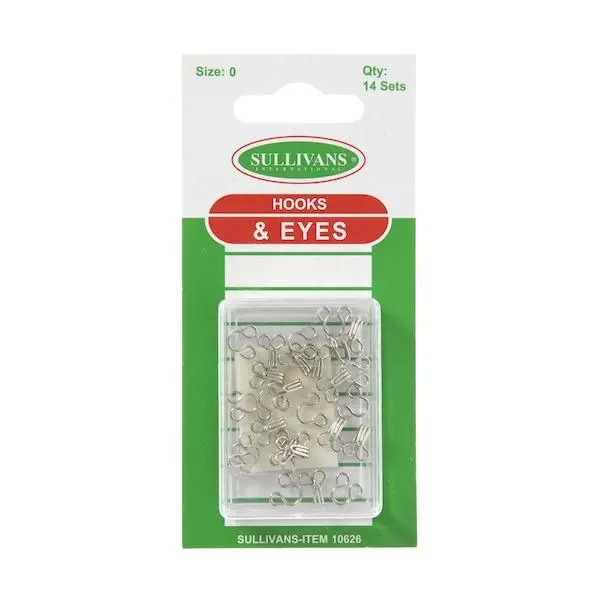 Sullivans Hooks & Eyes, Silver- 14 Sets 1