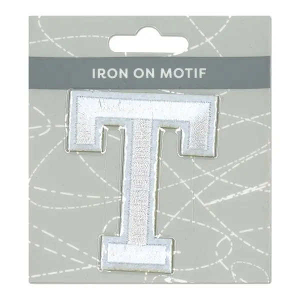 Sullivans Iron On Motif, White T- 75Mm 1