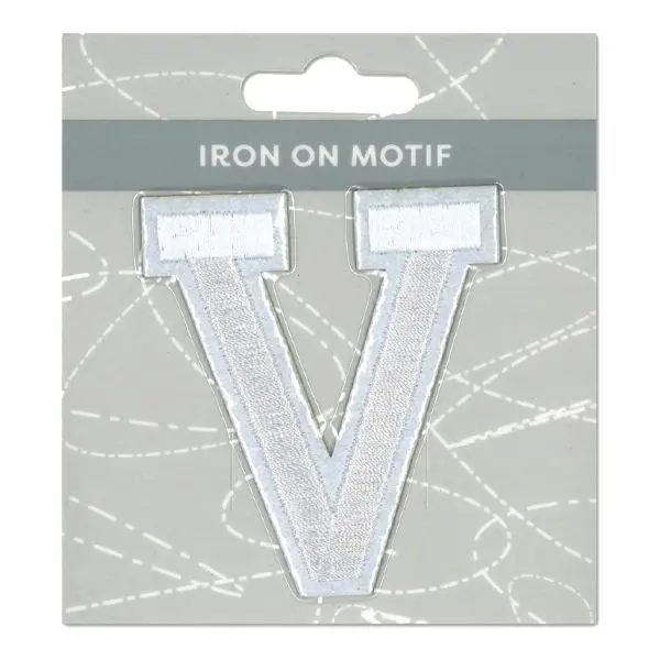 Sullivans Iron On Motif, White V- 75Mm 1