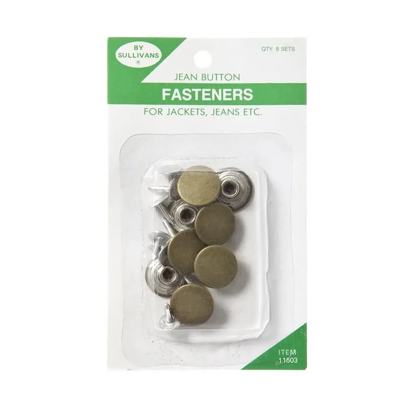 Sullivans Jean Button Fasteners, Gold- 8 Sets 1