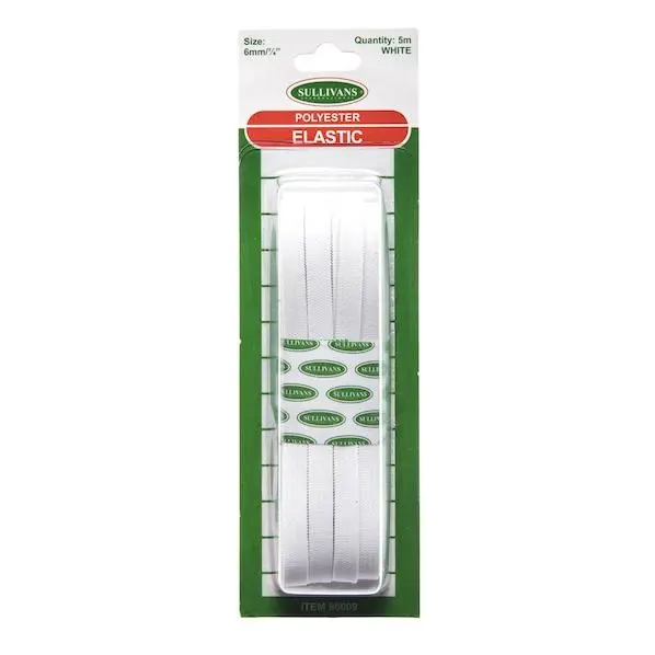 Sullivans Knitted Elastic, White- 6Mm X 5M 1