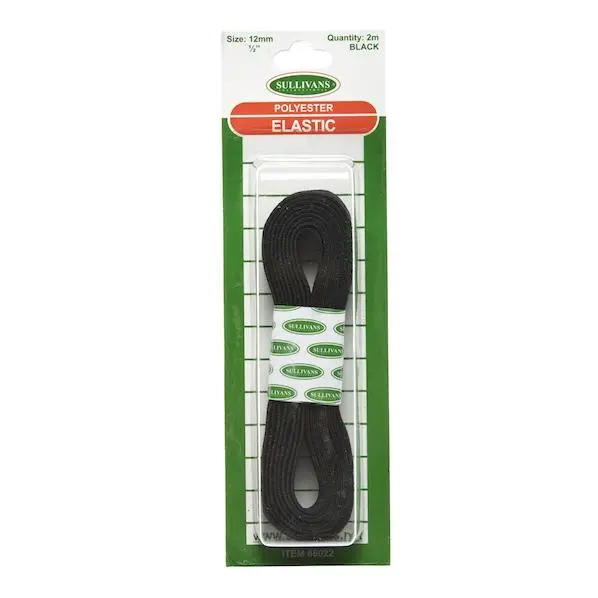 Sullivans Non-Roll Elastic, Black- 12Mm X 2M 1