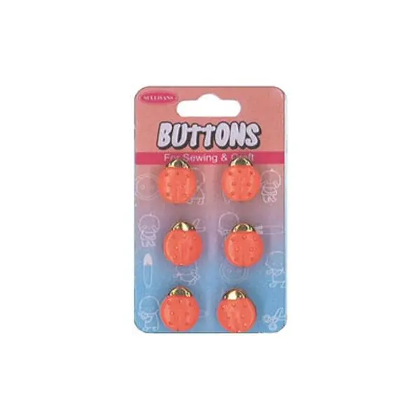 Sullivans Plastic Button, Orange Bug 1