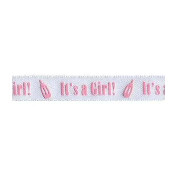 Sullivans Ribbon Satin, It's A Girl Light Pink- 25Mm 1