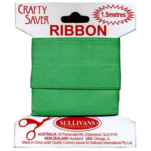 Sullivans Ribbon Satin Single Sided On Card, Emerald- 38 Mm 1