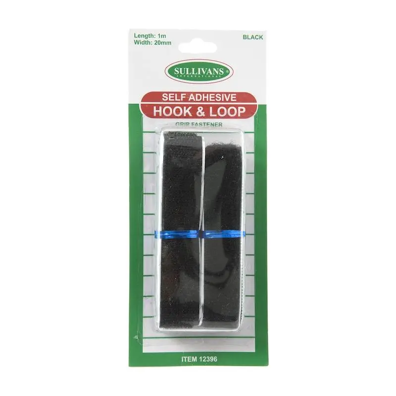 Sullivans Sew-On Hook & Loop, Black- 20Mm X 1M 1