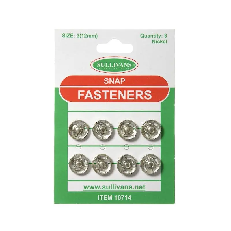 Sullivans Snap Fasteners Size 3, Silver- 8Pk 1