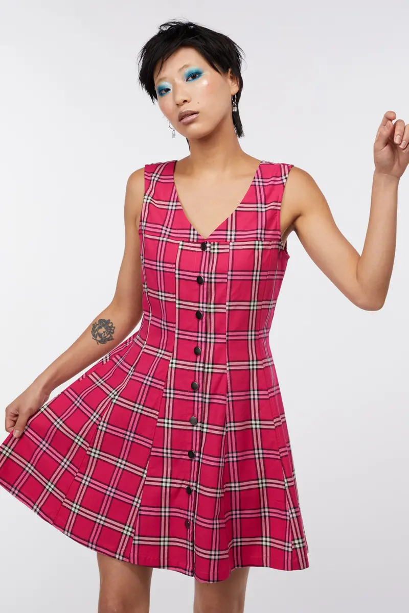 Tartan Button Up Pinafore 1