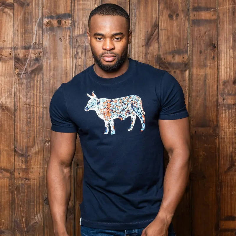 Textured Nguni Crew Tee - Midnight 1