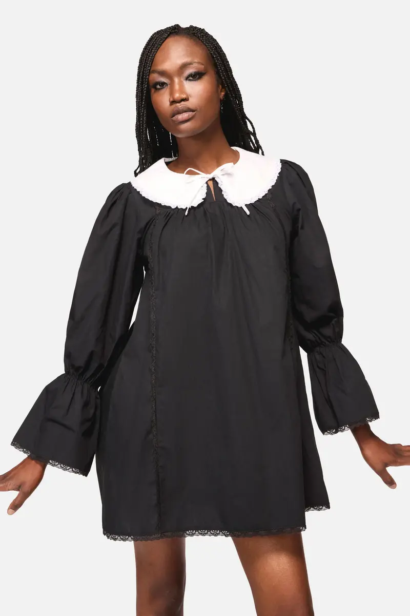 The Adorned Collar Lace Ls Dress 1