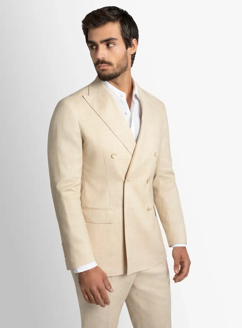 Tommaso Double Breasted Sand Jacket 1