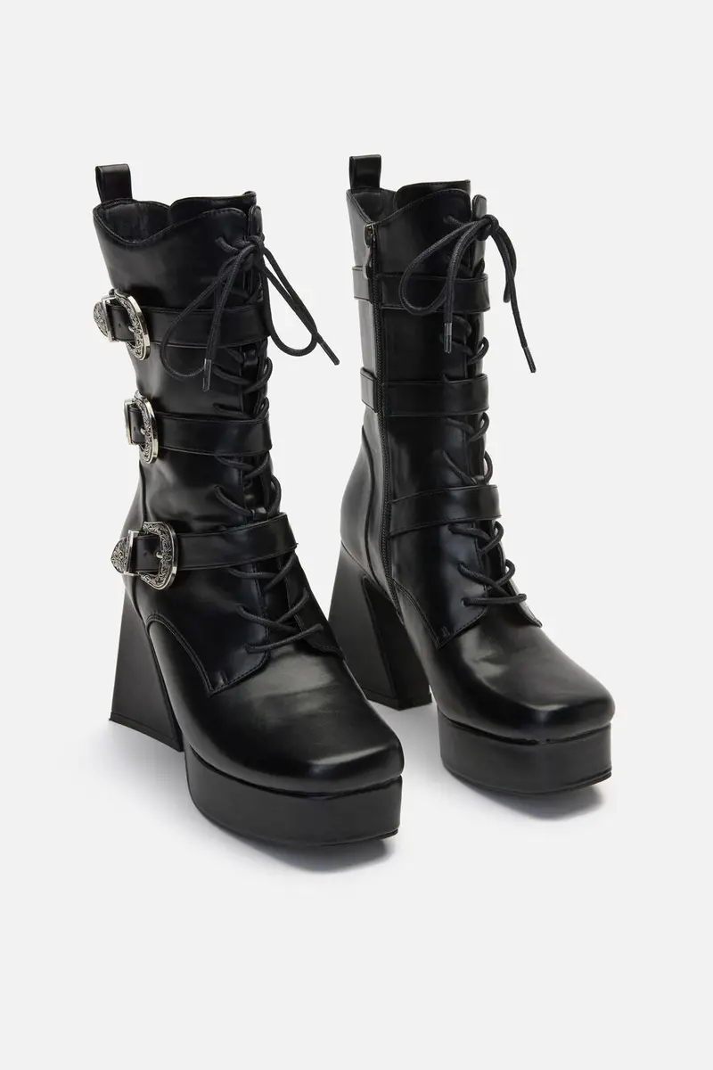 Triple Buckle Heeled Boots 1