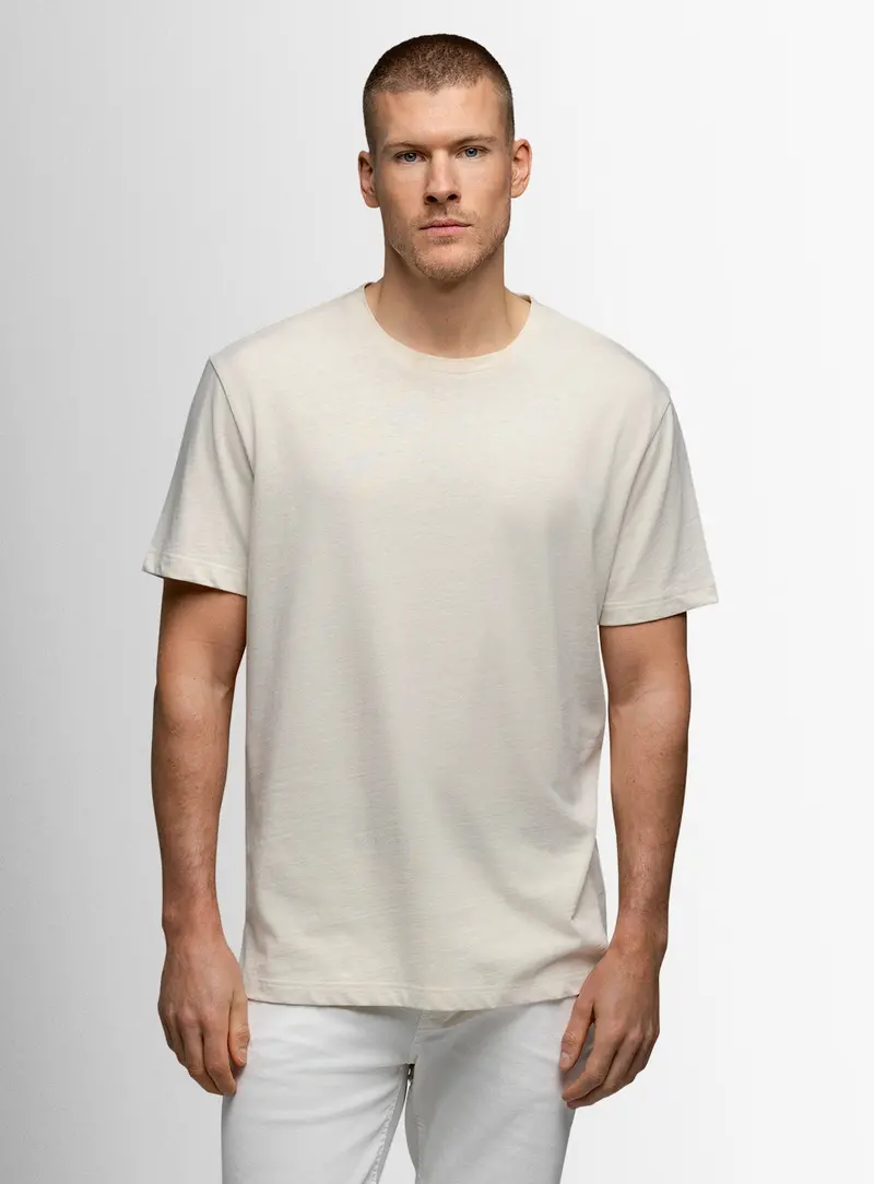 Turin Cotton/Linen Cream Beige Tee 1