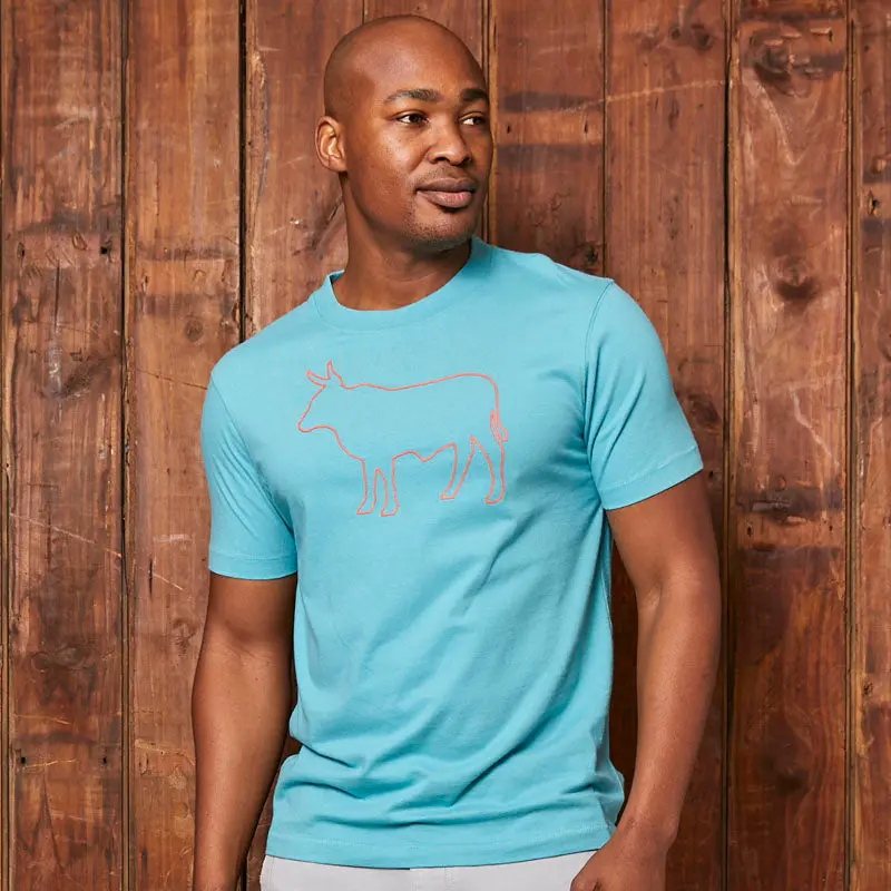 Two Tone Outline Crew Tee Aqua 1