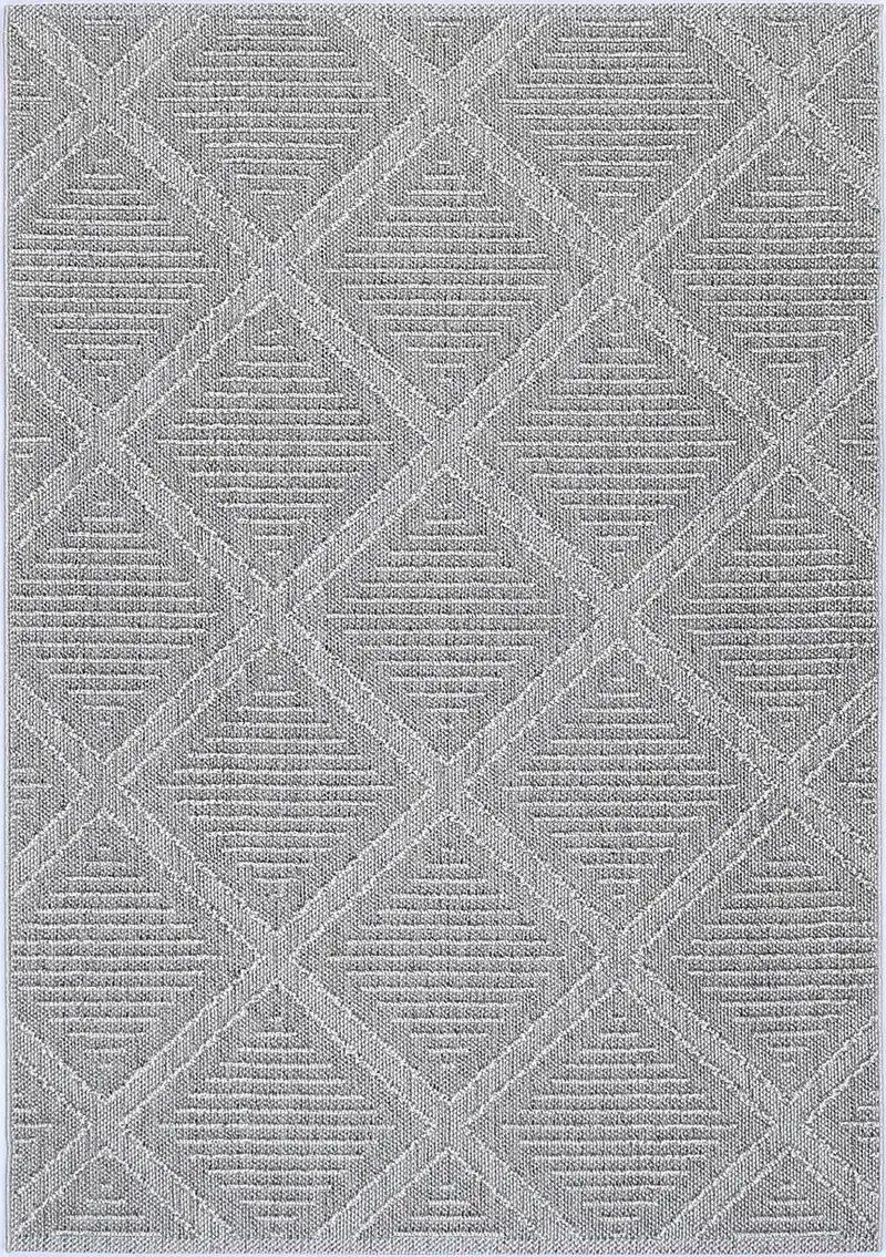 Vanuatu Vouza Grey Geometric Flatweave Rug 1
