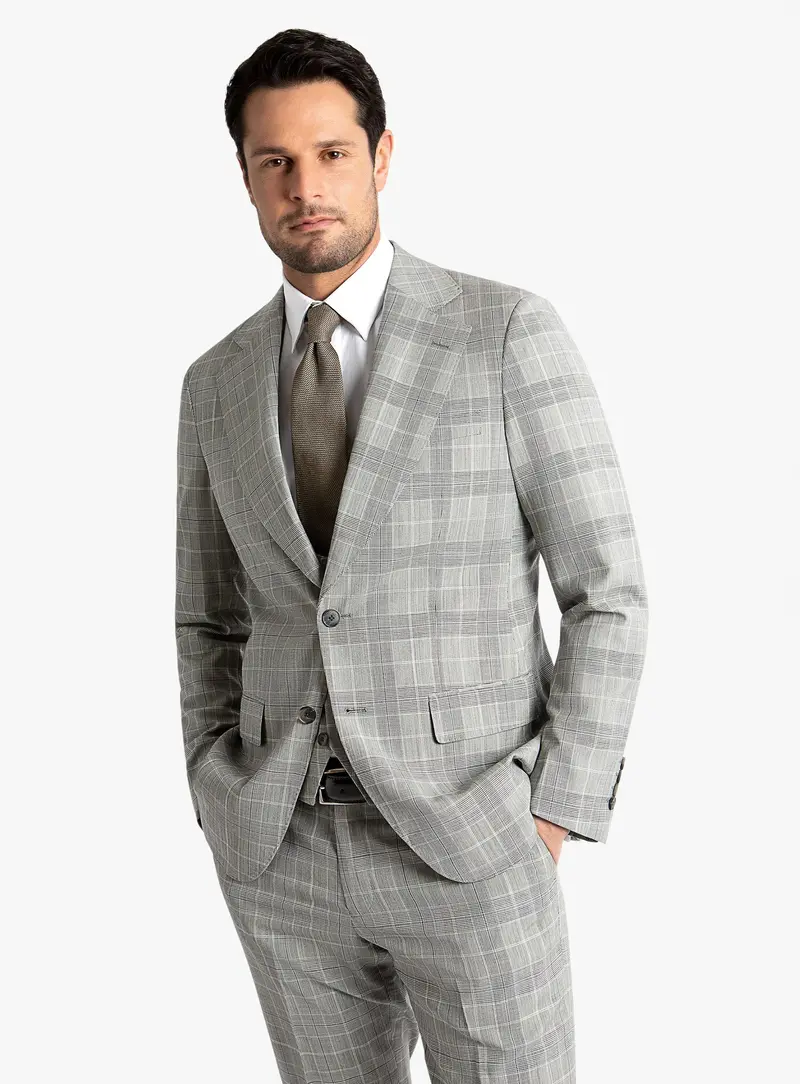 Varese Plaid Grey Suit 1
