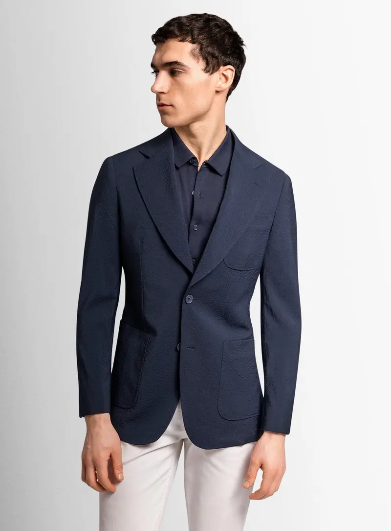 Varese Seersucker Navy Jacket 1