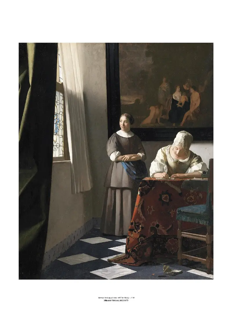 Vermeer, Woman Writing A Letter, With Her Maid Art Print 1