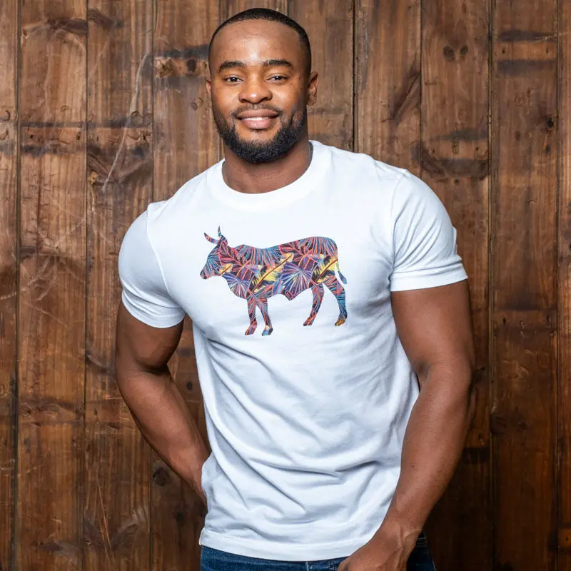 Vibrant Flora Nguni Crew Tee - Pelican 1