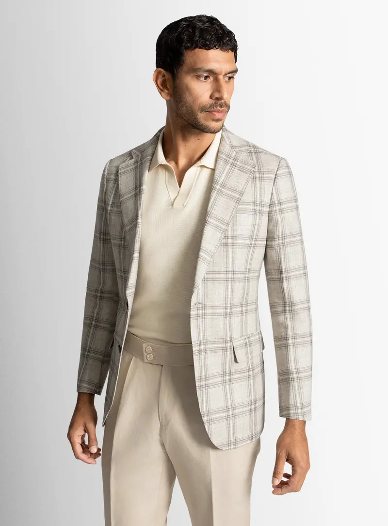 Vitale Plaid Taupe Brown Jacket 1