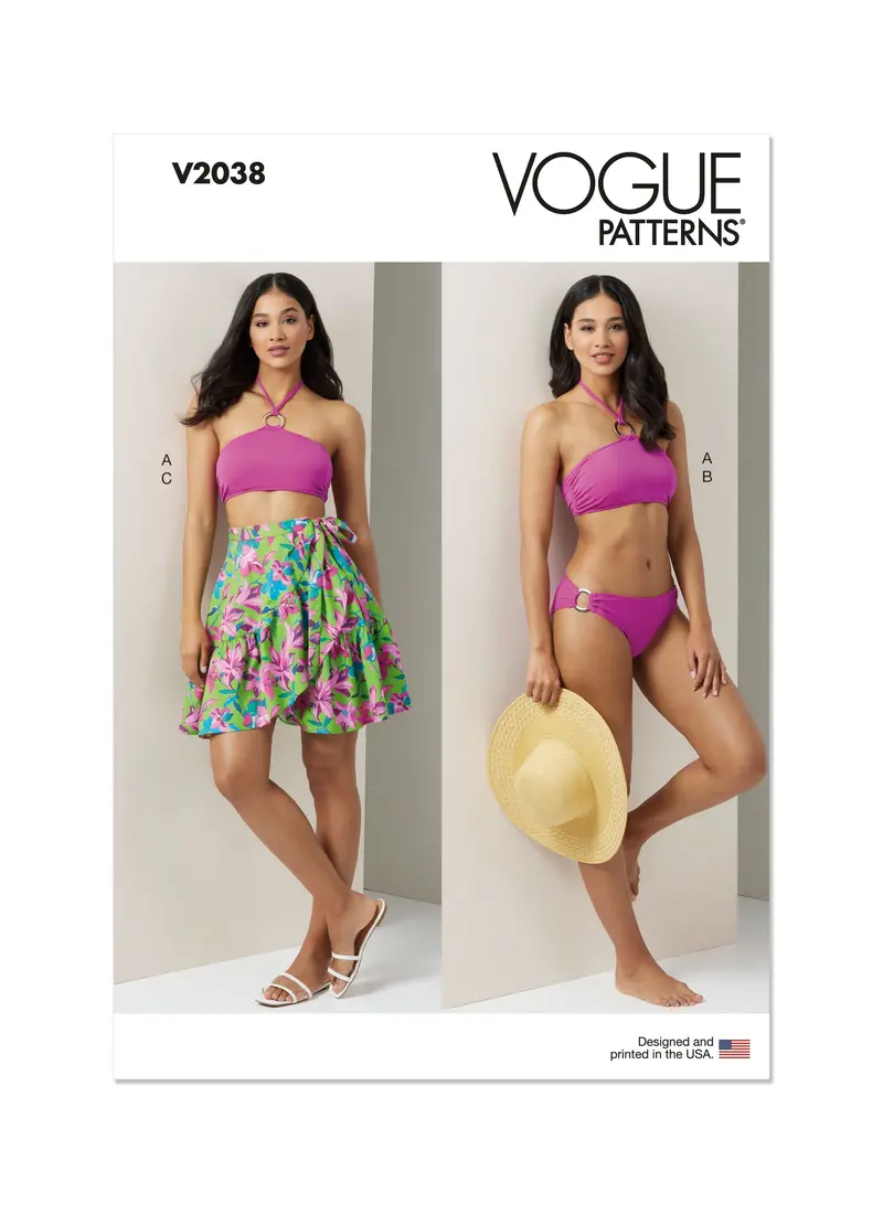 Vogue Pattern V2038 Misses' Bikini And Sarong 1
