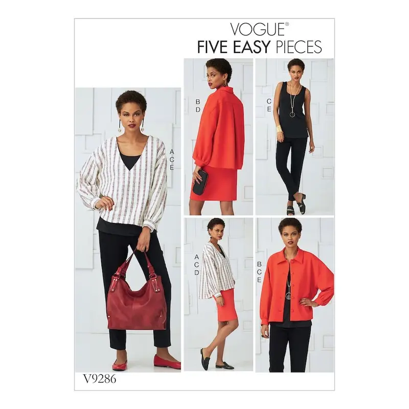 Voguepattern V9286 Misses' Tops, Straight Skirt, And Pants 1