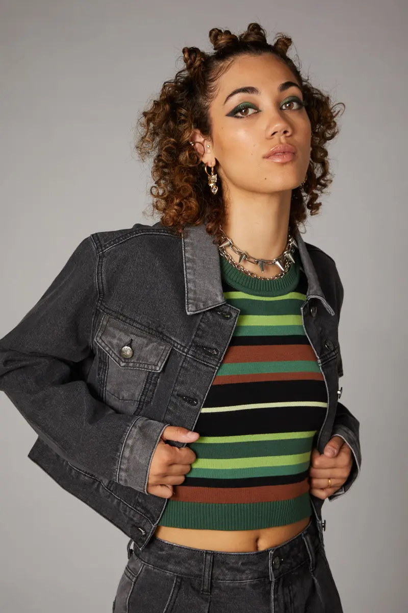 Washed Denim Goth Jacket 1
