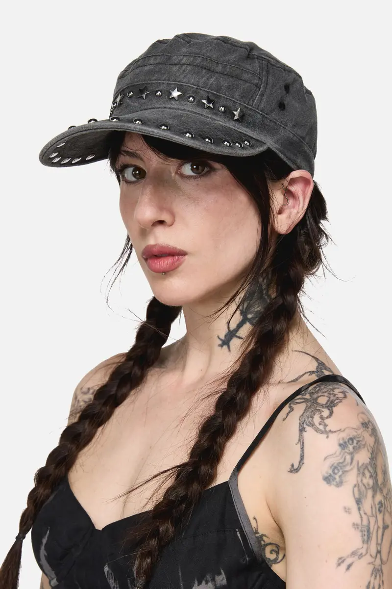 Washed Denim Star Stud Cap 1