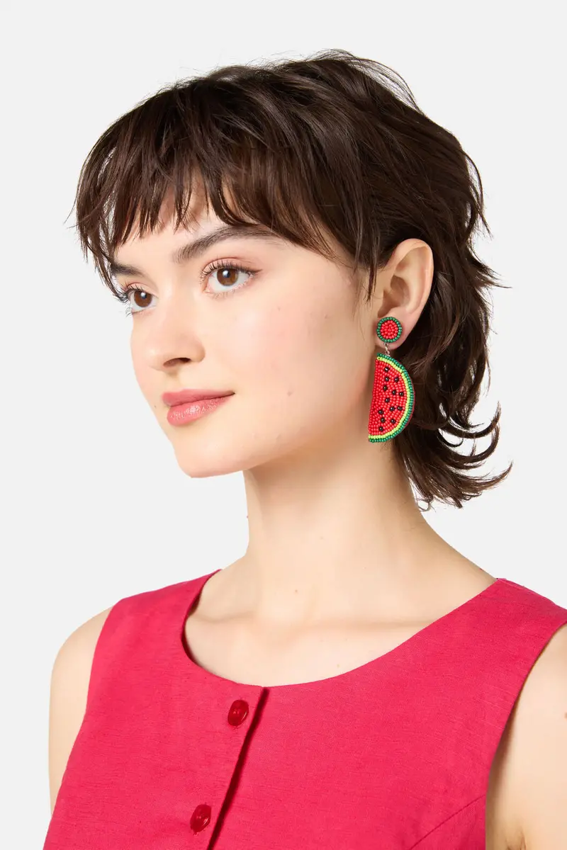 Watermelon Beaded Earrings 1