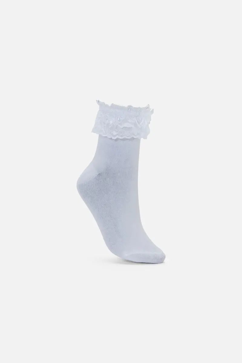 White Classic Lace Top Socks 1