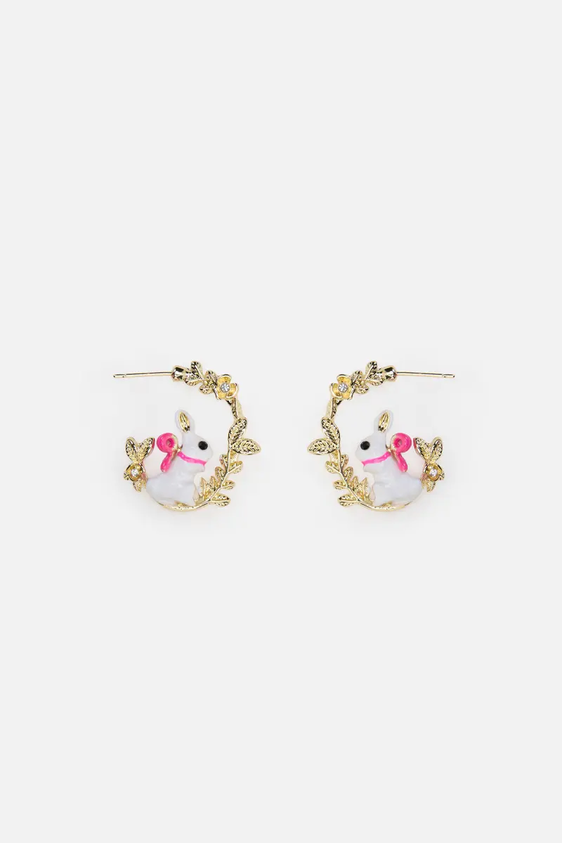White Rabbit Hoop Earrings 1