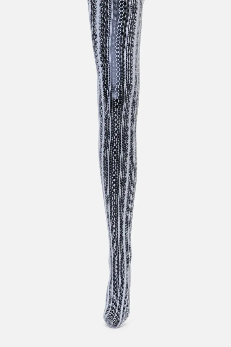 White Vertical Fishnet Tights 1