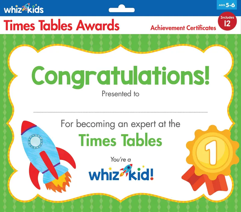 Whiz Kids Times Table Awards 1