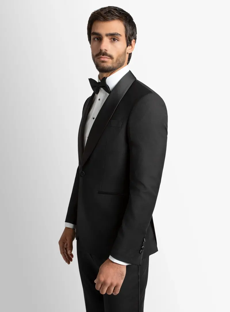 Wide Shawl Black Tuxedo 1