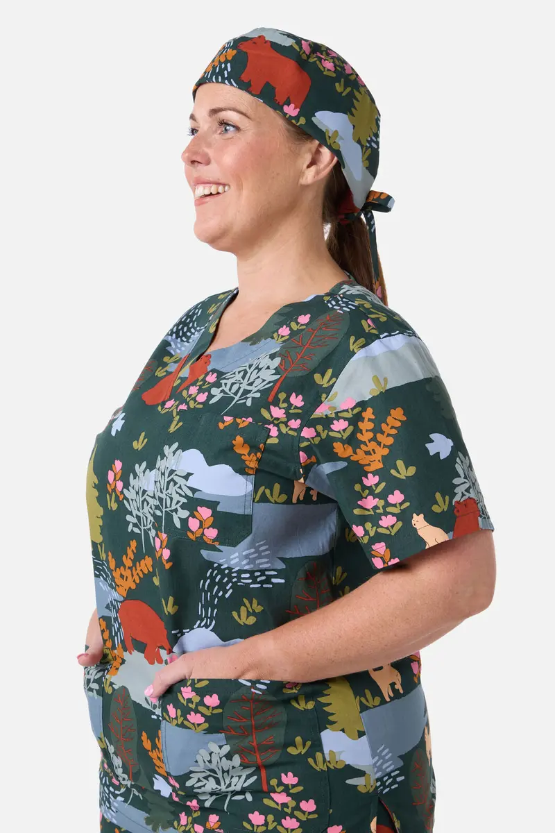 Woodland Bear Scrub Hat 1
