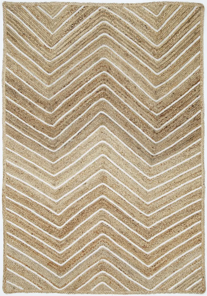 Wright Chevron Natural And White Rug 1