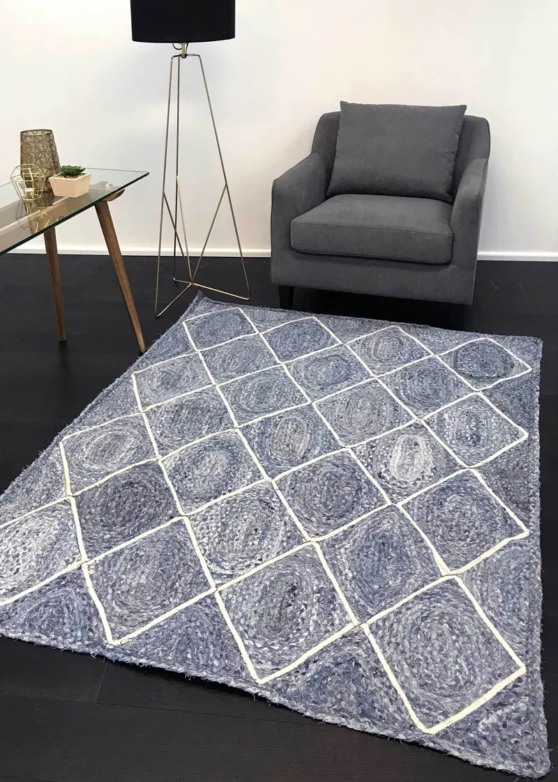 Wright Diamond Denim And White Rug 1