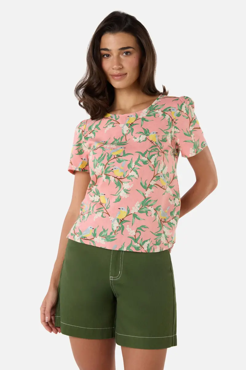 Yellow Robin Short Sleeve Top 1