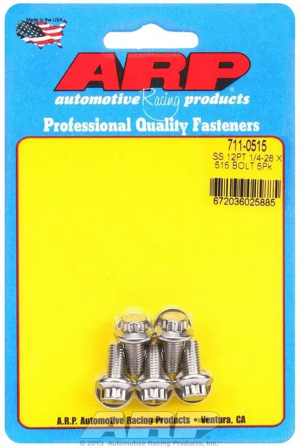 Arp 711-0515 Stainless Steel 12-Point Bolt Kit – 5-Pack, 1/4-28 X 0.515" 1