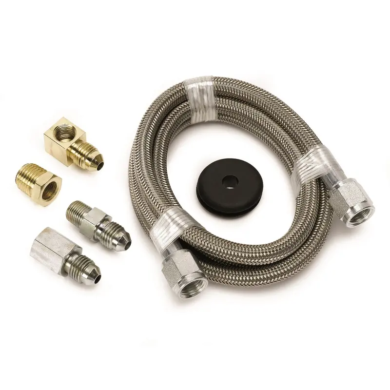 Autometer 3229 Braided Stainless Steel Brake Line – 4-Foot Length With -4 An And 1/8" Nptf Fittings 1