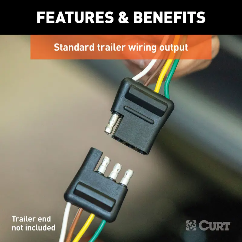 Curt 56184 Custom-Fit 4-Way Flat Trailer Wiring Harness For Kia Borrego & Hyundai Santa Fe Sport 1